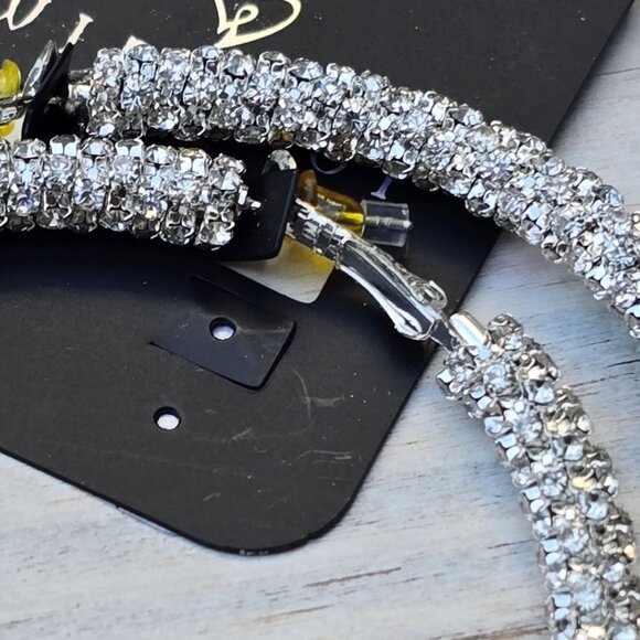 Windsor ✦ Glamorous Sparkle Hoop Earrings ✦ Silver Rhinestone Statement NWT - Picture 6 of 12